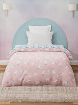 100% Cotton Pink Reversible Single Comforter For Kids, 200 TC Unicorn Print, Rock N Room Collection