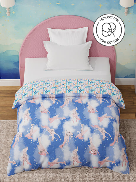 100% Cotton Blue Reversible Single Comforter For Kids, 200 TC Airplane Print, Rock N Room Collection