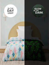 100% Cotton Blue Reversible Single Comforter For Kids, 200 TC Space & Rocket Print, Rock N Room Collection