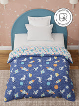 100% Cotton Dark Blue Reversible Single Comforter For Kids, 200 TC Space & Rocket Print, Rock N Room Collection