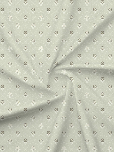King Bedsheet Set, 100% Kasturi Cotton 200 TC, Grey Printed, Indo Musk