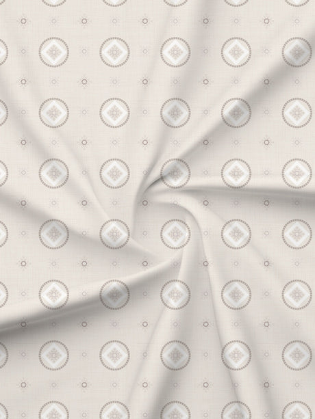 King Bedsheet Set, 100% Kasturi Cotton 200 TC, White Printed, Indo Musk