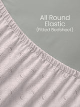 King Fitted Sheet Set, 100% Kasturi Cotton 200 TC, Purple Paisley Print (78 L x 72 W + 13 H inches), Indo Musk