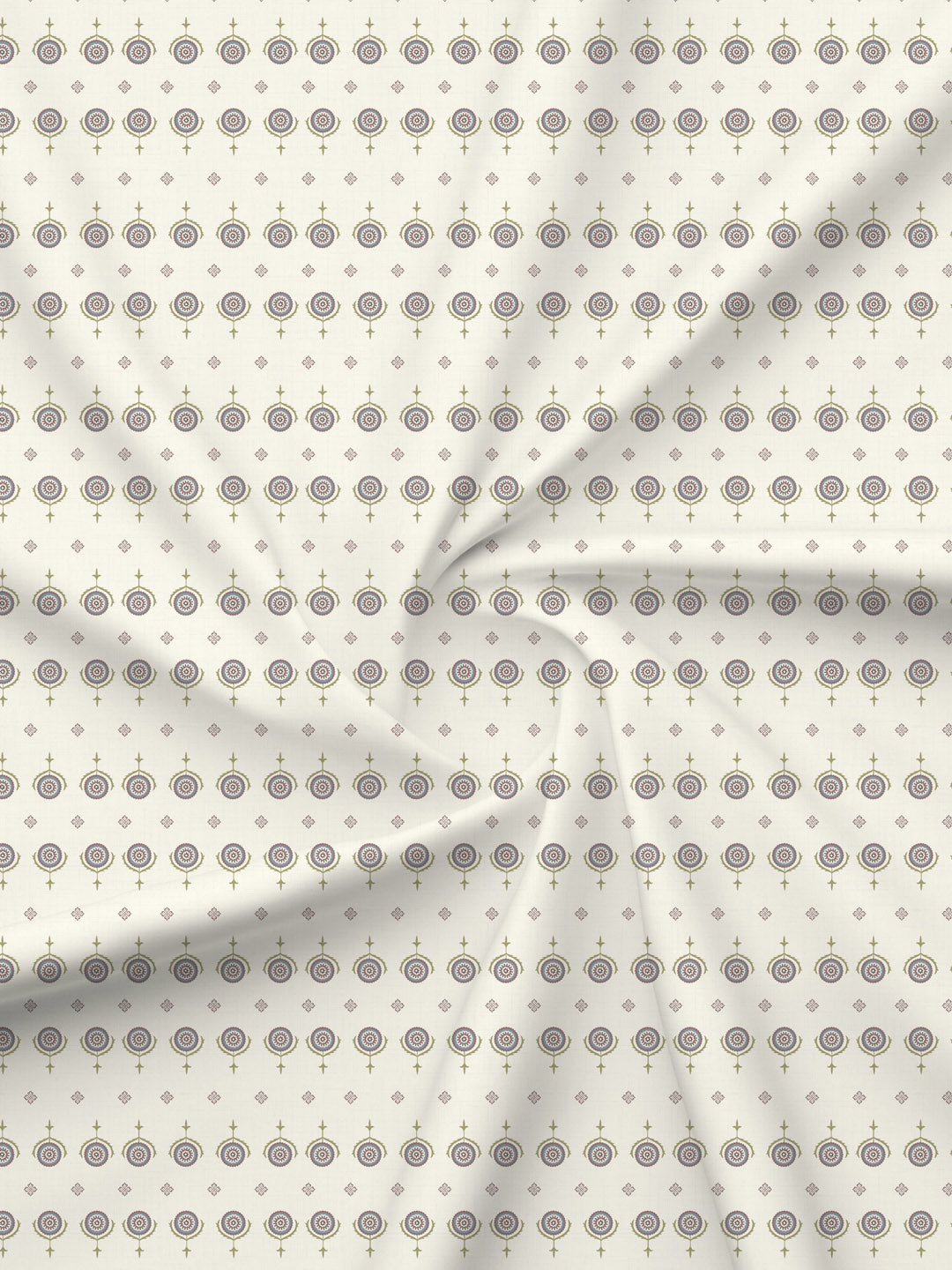 King Fitted Sheet Set, 100% Kasturi Cotton 200 TC, White Printed (78 L x 72 W + 13 H inches), Indo Musk