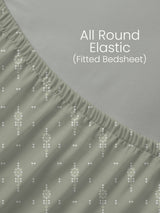 King Fitted Sheet Set, 100% Kasturi Cotton 200 TC, Grey Printed (78 L x 72 W + 13 H inches), Indo Musk