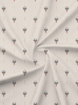 King Fitted Sheet Set, 100% Kasturi Cotton 200 TC, White Printed (78 L x 72 W + 13 H inches), Indo Musk