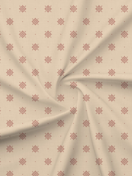King Fitted Sheet Set, 100% Kasturi Cotton 200 TC, Cream Printed (78 L x 72 W + 13 H inches), Indo Musk