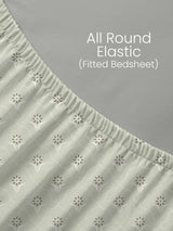 King Fitted Sheet Set, 100% Kasturi Cotton 200 TC, Grey Printed (78 L x 72 W + 13 H inches), Indo Musk