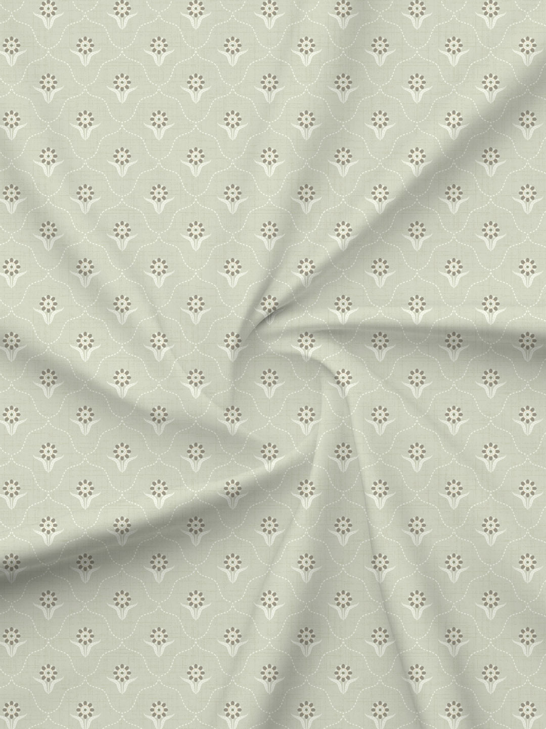 King Fitted Sheet Set, 100% Kasturi Cotton 200 TC, Grey Printed (78 L x 72 W + 13 H inches), Indo Musk