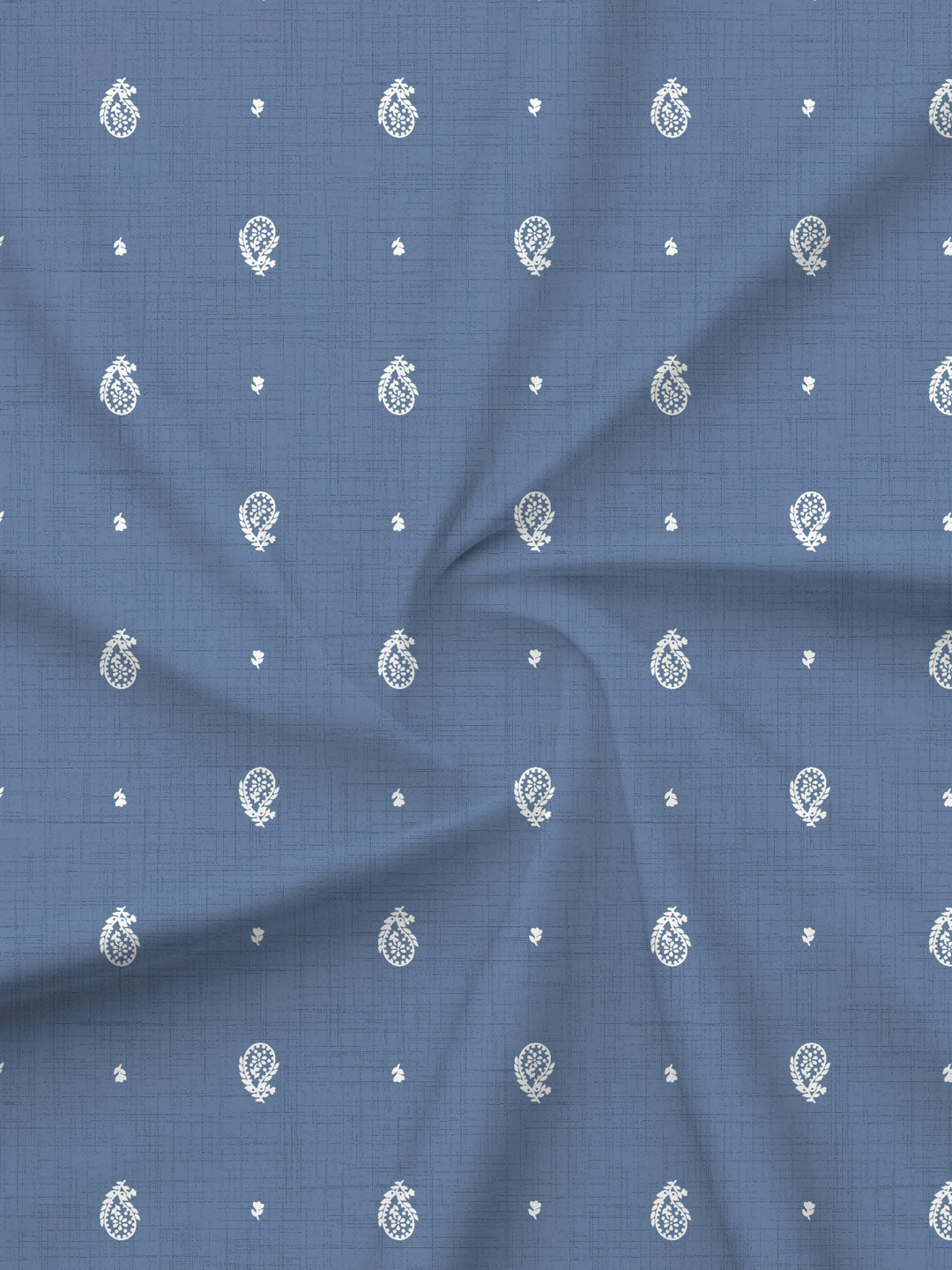 King Fitted Sheet Set, 100% Kasturi Cotton 200 TC, Blue Paisley Print (78 L x 72 W + 13 H inches), Indo Musk