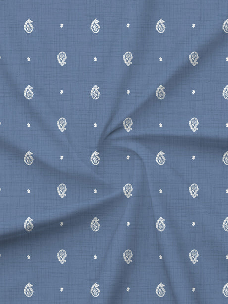King Fitted Sheet Set, 100% Kasturi Cotton 200 TC, Blue Paisley Print (78 L x 72 W + 13 H inches), Indo Musk