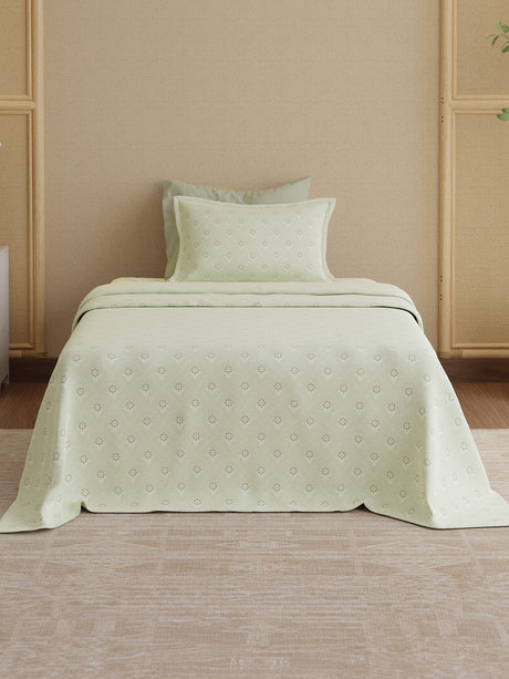 100% Kasturi Cotton 200 TC, Grey Printed Single Size Bedsheet with 1 Pillow Cover, Indo Musk Collection