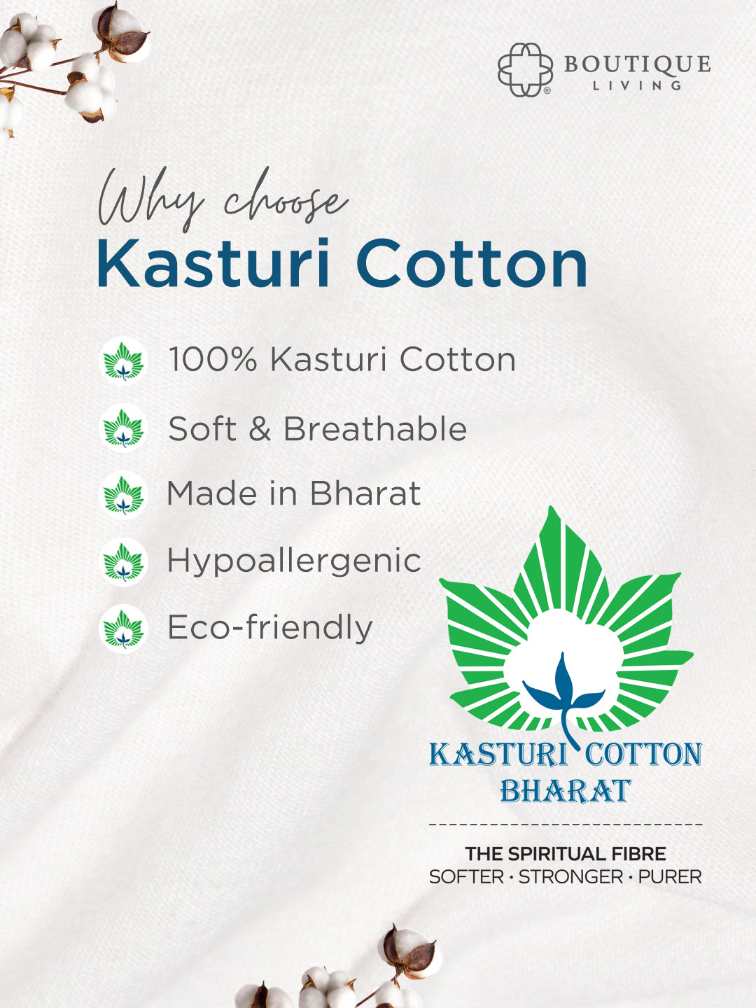 100% Kasturi Cotton 200 TC, White Printed Single Size Bedsheet with 1 Pillow Cover, Indo Musk Collection