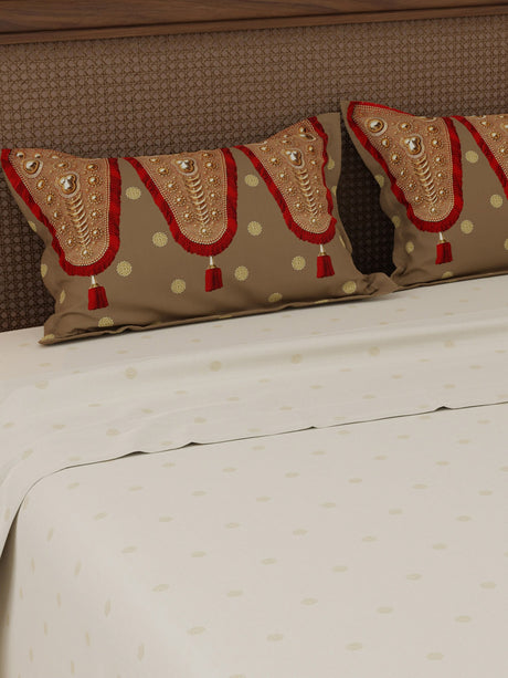 100% Cotton 200 TC, Ethnic Printed King Bedsheet Set, Heritage Walk
