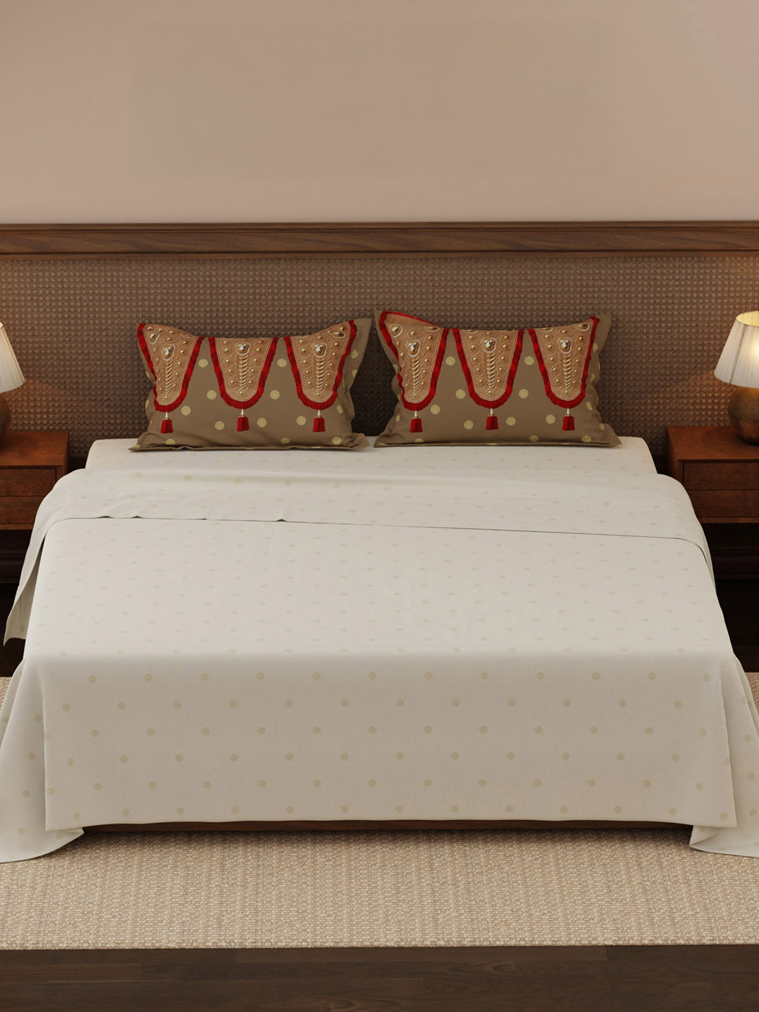 100% Cotton 200 TC, Ethnic Printed King Bedsheet Set, Heritage Walk