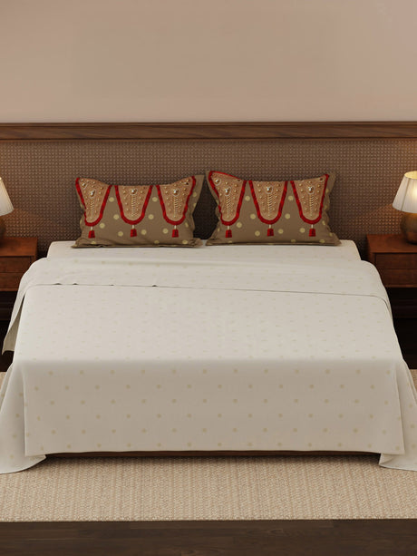 100% Cotton 200 TC, Ethnic Printed King Bedsheet Set, Heritage Walk