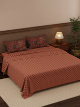 100% Cotton 200 TC, Ethnic Printed King Bedsheet Set, Heritage Walk
