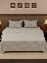 100% Cotton 200 TC, Ethnic Printed King Bedsheet Set, Heritage Walk