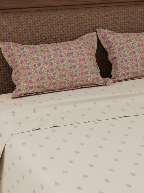 100% Cotton 200 TC, Ethnic Printed King Bedsheet Set, Heritage Walk