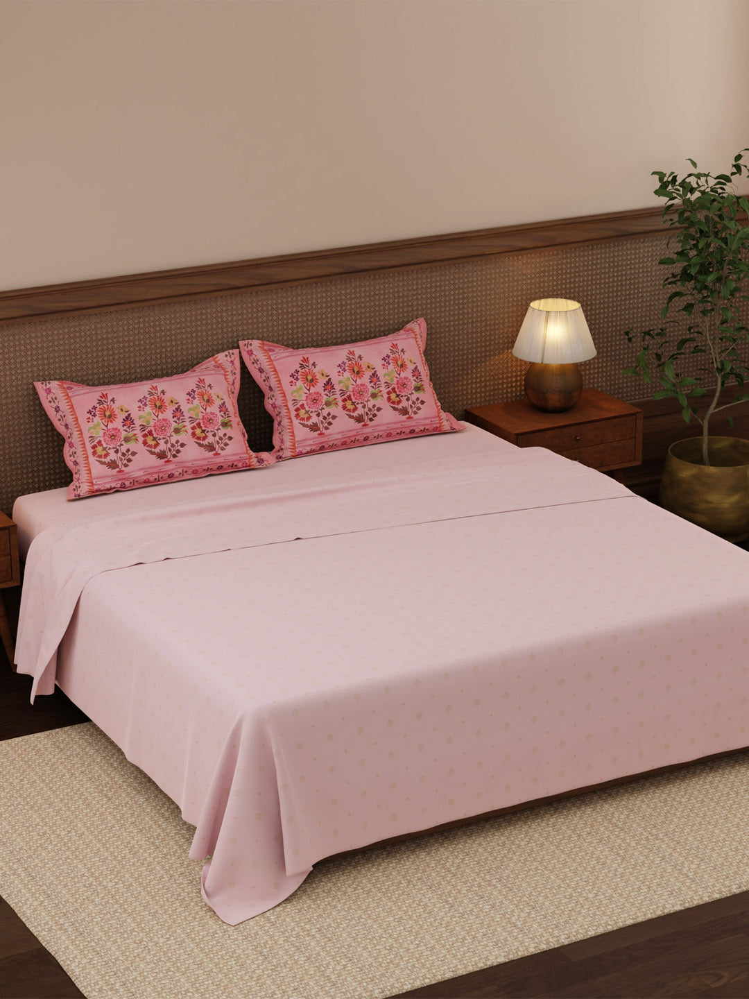 100% Cotton 200 TC, Ethnic Printed King Bedsheet Set, Heritage Walk