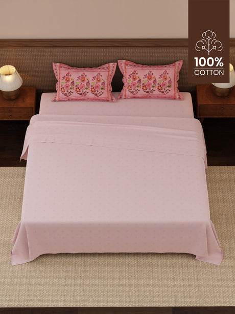 100% Cotton 200 TC, Ethnic Printed King Bedsheet Set, Heritage Walk