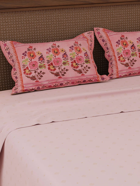 100% Cotton 200 TC, Ethnic Printed King Bedsheet Set, Heritage Walk