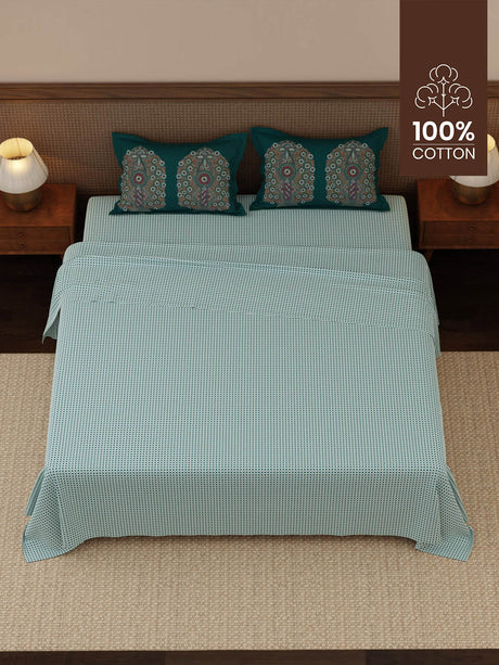 100% Cotton 200 TC, Ethnic Printed King Bedsheet Set, Heritage Walk