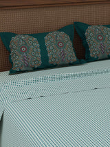 100% Cotton 200 TC, Ethnic Printed King Bedsheet Set, Heritage Walk