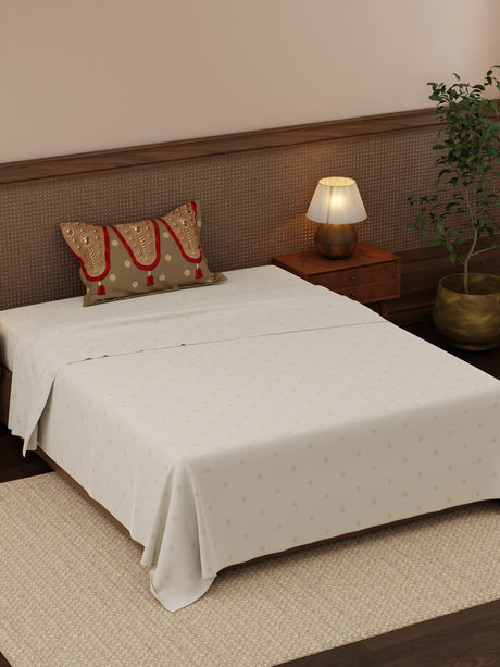 100% Cotton 200 TC,  Ethnic Printed Single Bedsheet Set, Heritage Walk