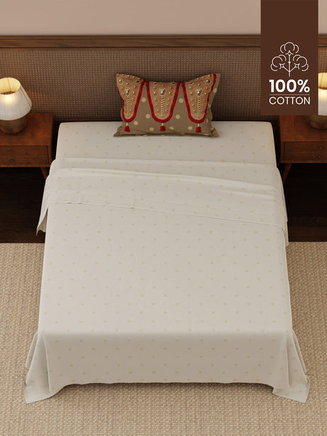 Heritage Walk 100% Cotton 200 TC Single Bedsheet with 1 Pillow Cover | Ethnic Print Bedsheet Set