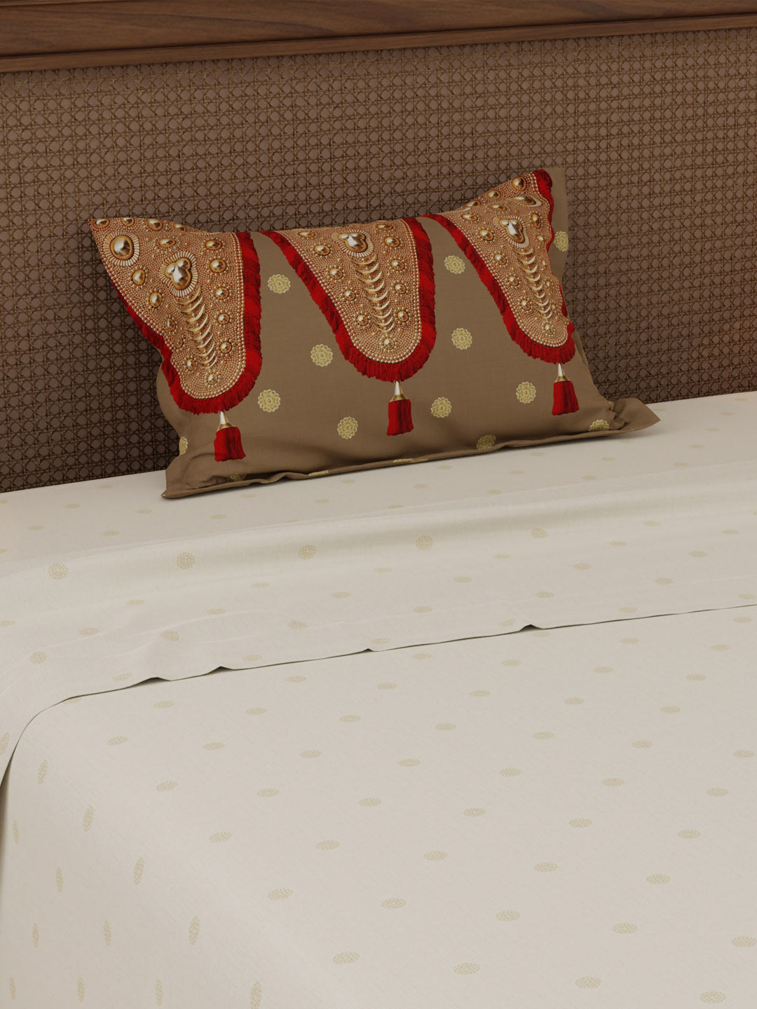 Heritage Walk 100% Cotton 200 TC Single Bedsheet with 1 Pillow Cover | Ethnic Print Bedsheet Set