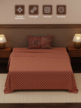 Heritage Walk 100% Cotton 200 TC Single Bedsheet with 1 Pillow Cover | Ethnic Print Bedsheet Set