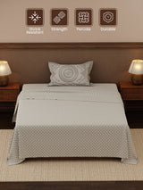 Heritage Walk 100% Cotton 200 TC Single Bedsheet with 1 Pillow Cover | Ethnic Print Bedsheet Set