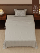 Heritage Walk 100% Cotton 200 TC Single Bedsheet with 1 Pillow Cover | Ethnic Print Bedsheet Set