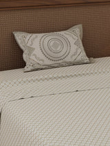 Heritage Walk 100% Cotton 200 TC Single Bedsheet with 1 Pillow Cover | Ethnic Print Bedsheet Set