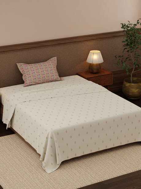 Heritage Walk 100% Cotton 200 TC Single Bedsheet with 1 Pillow Cover | Ethnic Print Bedsheet Set