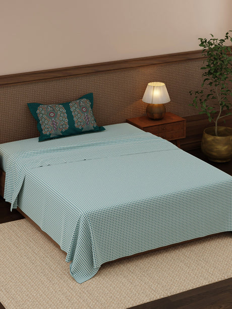 Heritage Walk 100% Cotton 200 TC Single Bedsheet with 1 Pillow Cover | Ethnic Print Bedsheet Set
