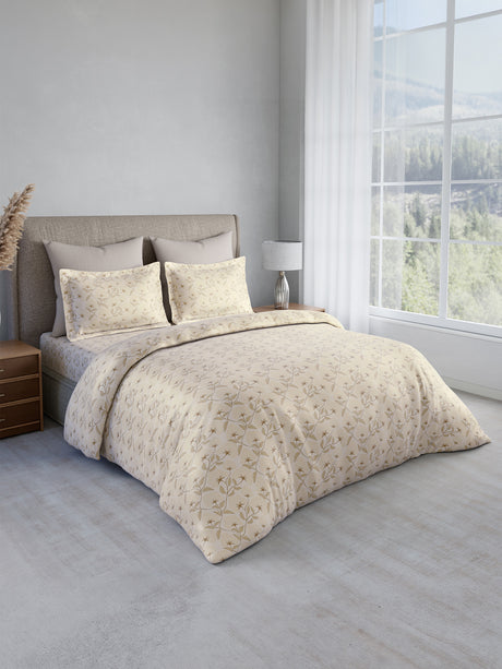 Nature Bouquet 100% Cotton 300 TC King Bedsheet with 2 Pillow Covers | Floral Fragrance Bedsheet Set