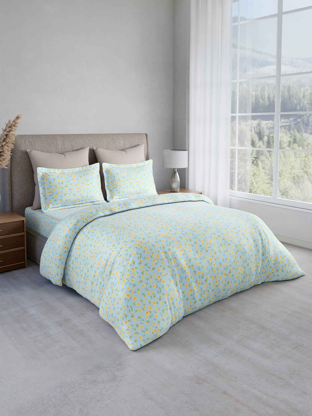 Nature Bouquet 100% Cotton 300 TC King Bedsheet with 2 Pillow Covers | Floral Fragrance Bedsheet Set
