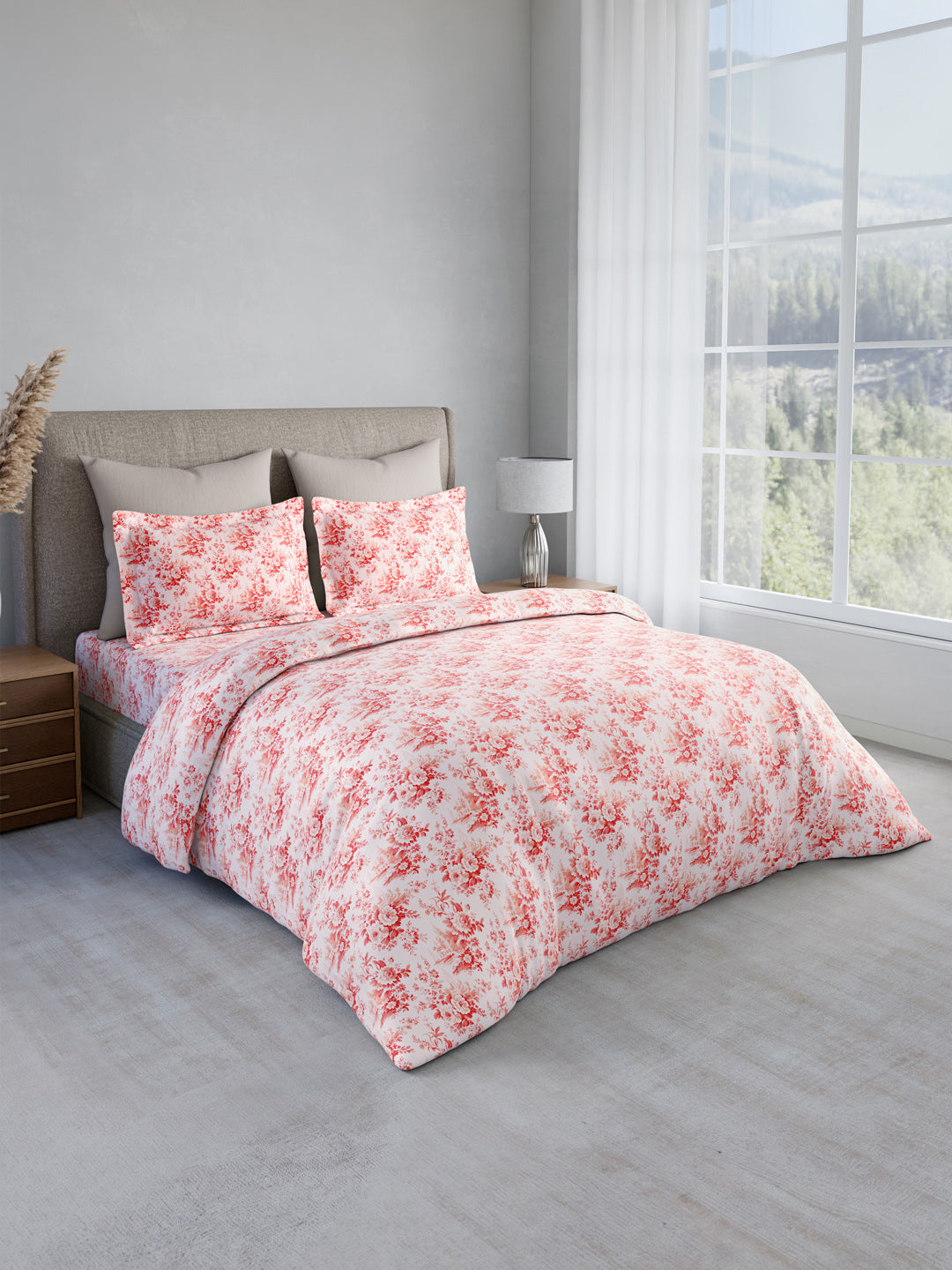 Nature Bouquet 100% Cotton 300 TC King Bedsheet with 2 Pillow Covers | Floral Fragrance Bedsheet Set