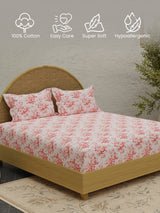 Nature Bouquet 100% Cotton 300 TC King Bedsheet with 2 Pillow Covers | Floral Fragrance Bedsheet Set