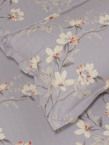 100% Cotton King Bedsheet Set, 300 TC Purple Floral, Gardenia Augusta