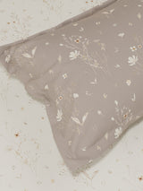 100% Cotton King Bedsheet Set, 300 TC Cream & Grey Floral, Gardenia Augusta