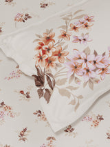 100% Cotton King Bedsheet Set, 300 TC White Floral, Gardenia Augusta