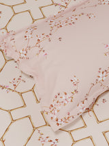 100% Cotton King Bedsheet Set, 300 TC Pink Floral, Gardenia Augusta
