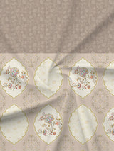 100% Cotton 300 TC, Grey Digitally Printed King Bedsheet with 2 Pillow Covers (Gardenia Augusta Vintage Collection)