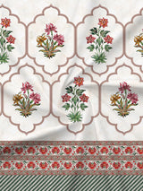 100% Cotton 300 TC, Red & White Digitally Printed King Bedsheet with 2 Pillow Covers (Gardenia Augusta Vintage Collection)