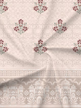 100% Cotton 300 TC, Light Pink Digitally Printed King Bedsheet with 2 Pillow Covers (Gardenia Augusta Vintage Collection)