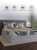 100% Cotton King Bedsheet Set, 300 TC Multicolor Geometric, Gardenia Augusta
