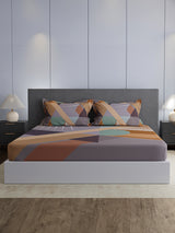 100% Cotton King Bedsheet Set, 300 TC Multicolor Geometric, Gardenia Augusta